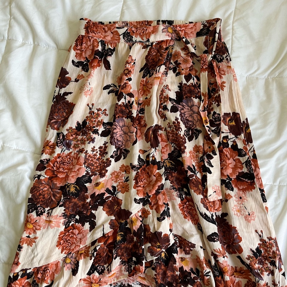 Floral Flowy Midi Skirt